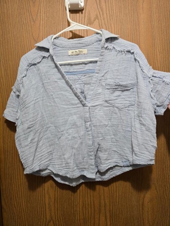 Free People Tops - Free People We The Free XS Happy Days Gauze Distressed Crop Top Shirt